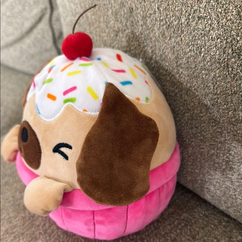 Squishmallow Winking Puppy Dog Cupcake Plush Birthday Cherry Stuffed Toy